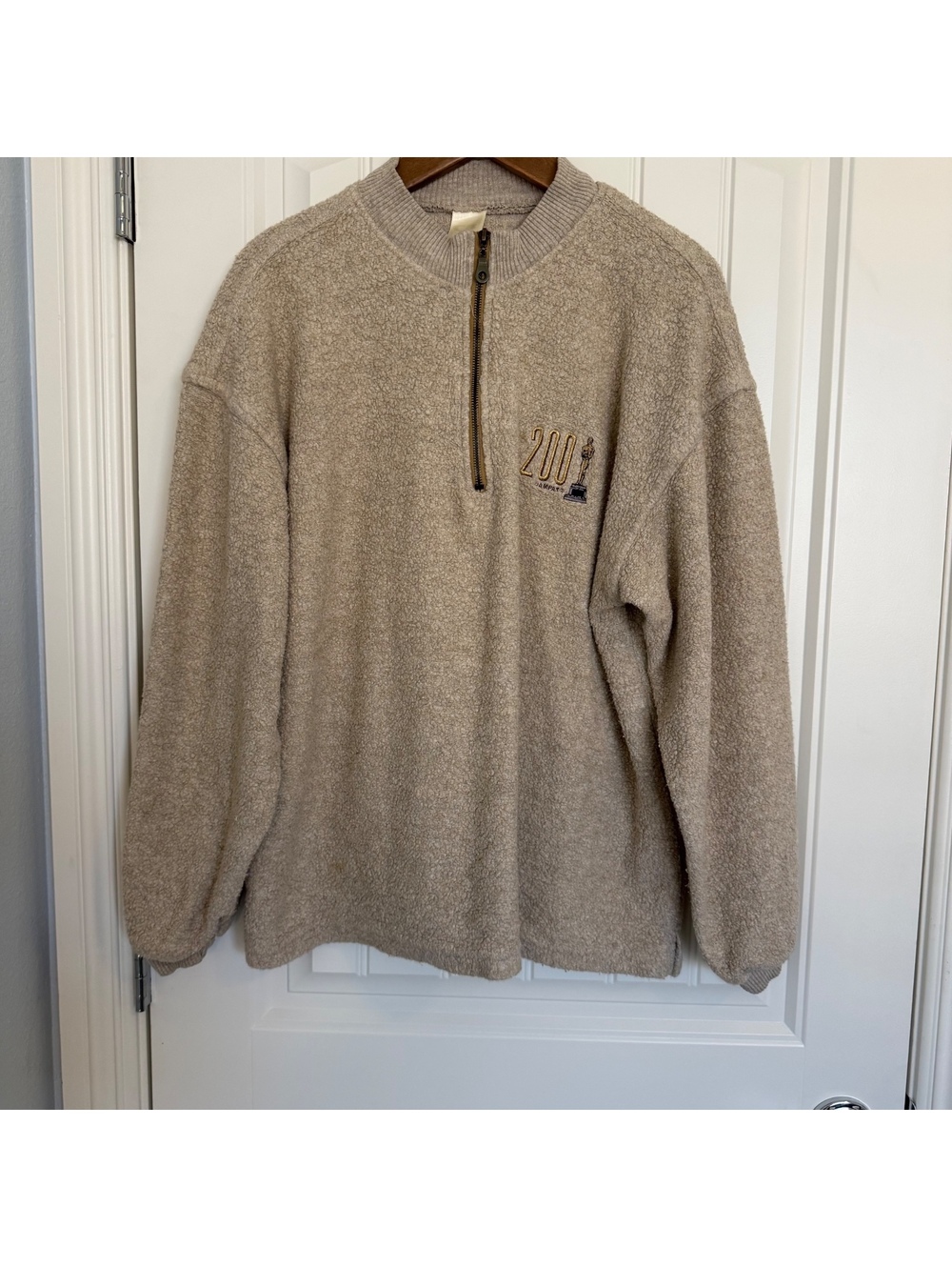 Vintage 2001 Oscars 73rd Academy Awards Fleece Pullover Half Zip Beige Crew XL